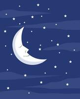 Moon and twinkling stars vector illustration