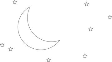 Moon and stars outline vector illustration