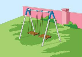 Swing in a playground vector illustration