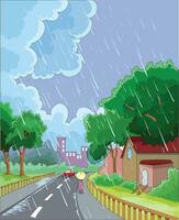 Vector illustration showing rainy season