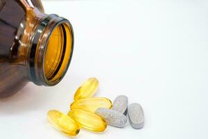 Fish oil capsules with bottle packed photo