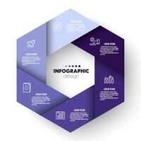 Vector hexagon infographic business template with 6 step. Template for presentation.