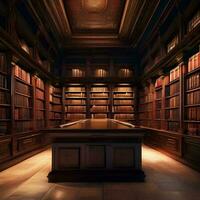 AI generated An ancient library containing knowledge from civilizations across photo