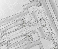 mecánico Ingenieria dibujos en blanco antecedentes. molienda máquina huso. técnico diseño. cubrir vector