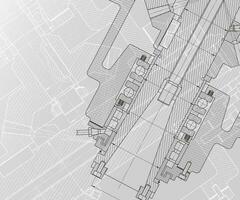 Mechanical engineering drawings on white background. Milling machine spindle. Technical Design. Cover vector