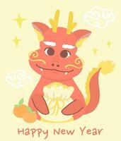 Postcards for the happy new year, Year of the dragon, Greeting card Chinese new year vector