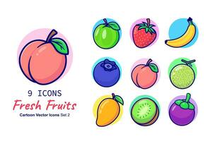 Fruits collection cartoon vector icon illustration food nature icon concept isolated