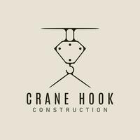 crane hook modern technology line art logo icon and symbol mechanical vector illustration design