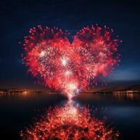 ai generado foto de fuegos artificiales en el forma de un corazón, ideal para San Valentín día o relacionado con la boda promociones