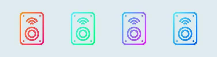 Wireless speaker line icon in gradient colors. Audio signs vector illustration.