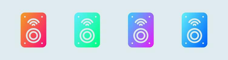 Wireless speaker solid icon in gradient colors. Audio signs vector illustration.