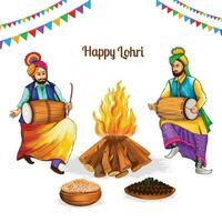 Happy lohri cultural festival of punjab background vector