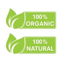 100 percent Natural, 100 percent Organic Product Vector Icon. Healthy Food Emblem. Organic food Badge.