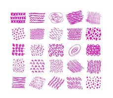 Ink hand drawn squiggle pink texture set vector