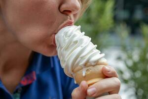 AI generated Summer Bliss Savoring Soft Serve Delight photo