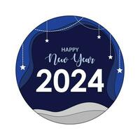 2024 new year card paper cut style vector illustration