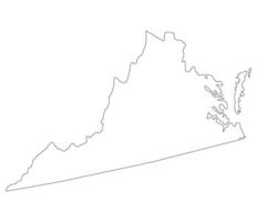 Virginia state map. Map of the U.S. state of Virginia. vector