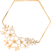 lujo oro hexágono floral marco para Boda o compromiso invitación png