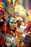 ai generado un animado carnaval desfile proporciona un festivo y celebración antecedentes foto