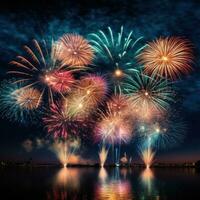 AI generated The grand finale of any carnival is the fireworks display, photo