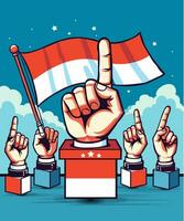 2024 Indonesian election, choosing candidate number 1, with the Indonesian flag as a background vector