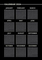 Black vertical calendar for 2024. modern minimalistic 2024 Calendar photo