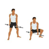 Man doing jefferson squat exercise with bar. vector