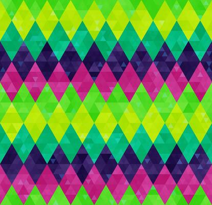 Abstract geometric harlequin pattern from rows of rhombuses in green, yellow, pink and purple colors. Mardi Gras holiday poster backdrop design, wallpaper, packaging, wrapping paper, cover