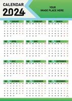 Wall Calendar 2024 new year single page 12 month annual calendar template. Monthly yearly calendar layout ready to print. 2024 annual calendar grid wall or desk layout. Planner for 2024 year, diary. vector