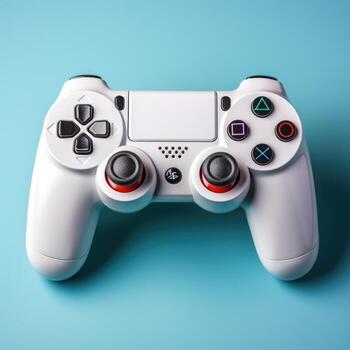 AI generated Gaming Controller Isolated on Blue Background Realistic GameControl Photo Generative AI