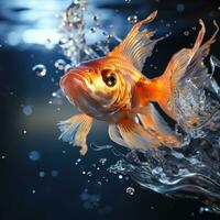 AI generated Best Photo of Fish in Glass Bowl with High Quality Water and Leaves Generative AI