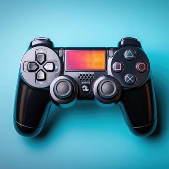 AI generated Realistic Photo of New and Modern Gaming Remote on Blue Background Generative AI