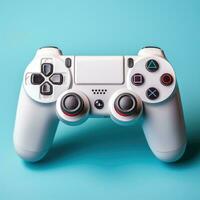 AI generated Realistic Photo of Game Controller Isolated on Blue Background Generative AI