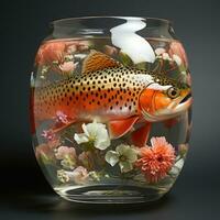 AI generated Realistic Image of Fish in Glass Bowl with High Detail Generative AI photo