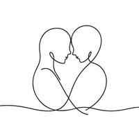 Couple One Line Art vector