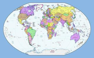 Inglés idioma político mundo mapa winkel-tripel proyección vector