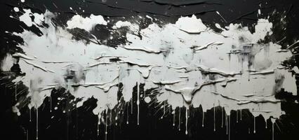 AI generated old black paint texture peeling off concrete wall for banner background photo