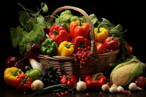 AI generated Fresh vegetables in a basket photo