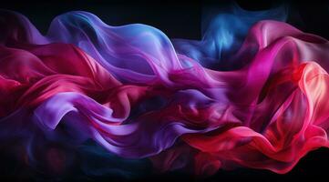 AI generated Beautiful swirl of purple smoke on a black background photo