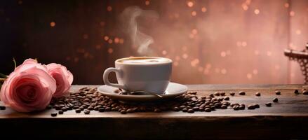 AI generated A Hot coffee on white cup photo