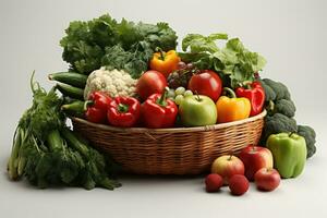 AI generated Fresh vegetables in a basket photo
