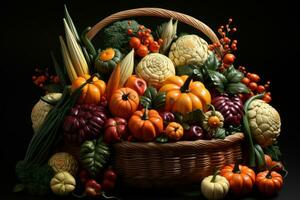 AI generated a basket of fresh vegetables photo