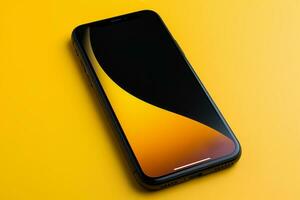 AI generated yellow sign on a black phone background photo