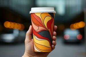 AI generated Paper cup design. photo