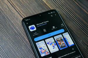 Microsoft Teams application on Smartphone screen. Microsoft Teams is a freeware web browser developed by Microsoft Corporation. Bekasi, Indonesia, December 18, 2023 photo