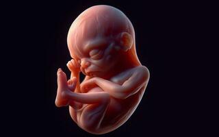 AI generated Fetus in the womb of the mother in the uterine sac 3 months gestation before giving birth photo