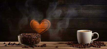 AI generated a single heart shaped coffee cup photo