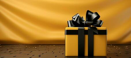 AI generated a single black and yellow present box photo