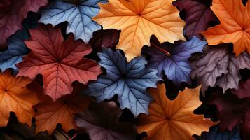 AI generated autumn leaves background photo