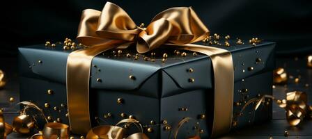 AI generated a present box on black background photo